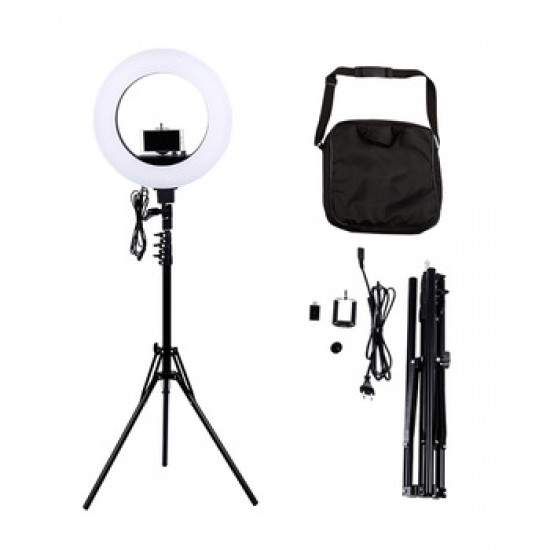 Profesional Lampa Circulara LED Photo Studio, Make UP cu Suport Telefon, (aparat Foto), Stativ (Trepied) si Oglinda Cadou Ring Lamp 18" - 50W si 480Leduri