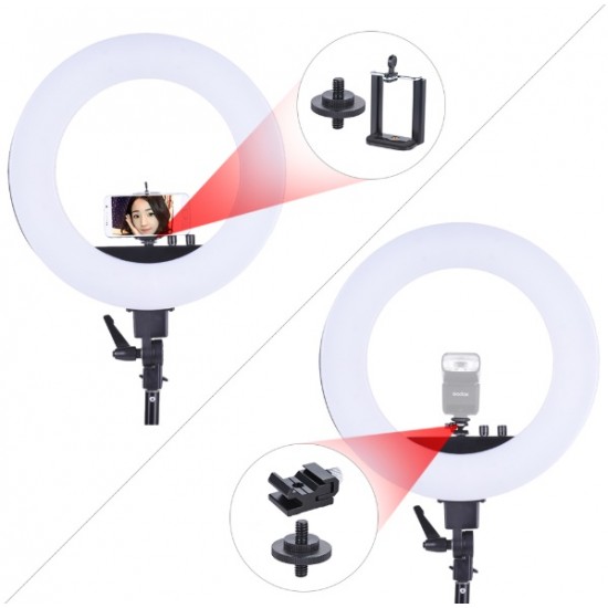 Profesional Lampa Circulara LED Photo Studio, Make UP cu Suport Telefon, (aparat Foto), Stativ (Trepied) si Oglinda Cadou Ring Lamp 18" - 50W si 480Leduri
