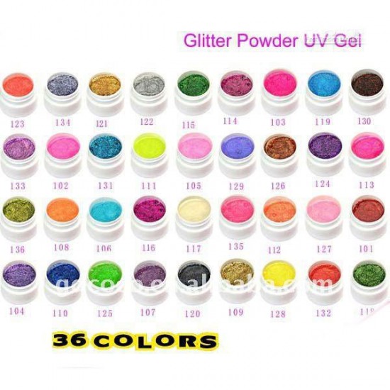 Set 36 Geluri UV Color cu Sclipici COCO - 5ml