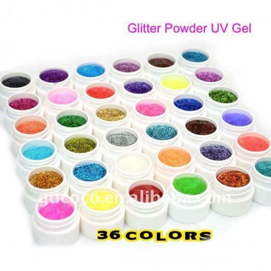 Set 36 Geluri UV Color cu Sclipici COCO - 5ml