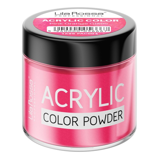 Pudra acrilica color, Lila Rossa, Pink Orange Glitter, 7 g
