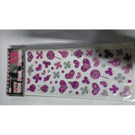Abtibild decor unghii, Sweet Stickers, inimi, roz